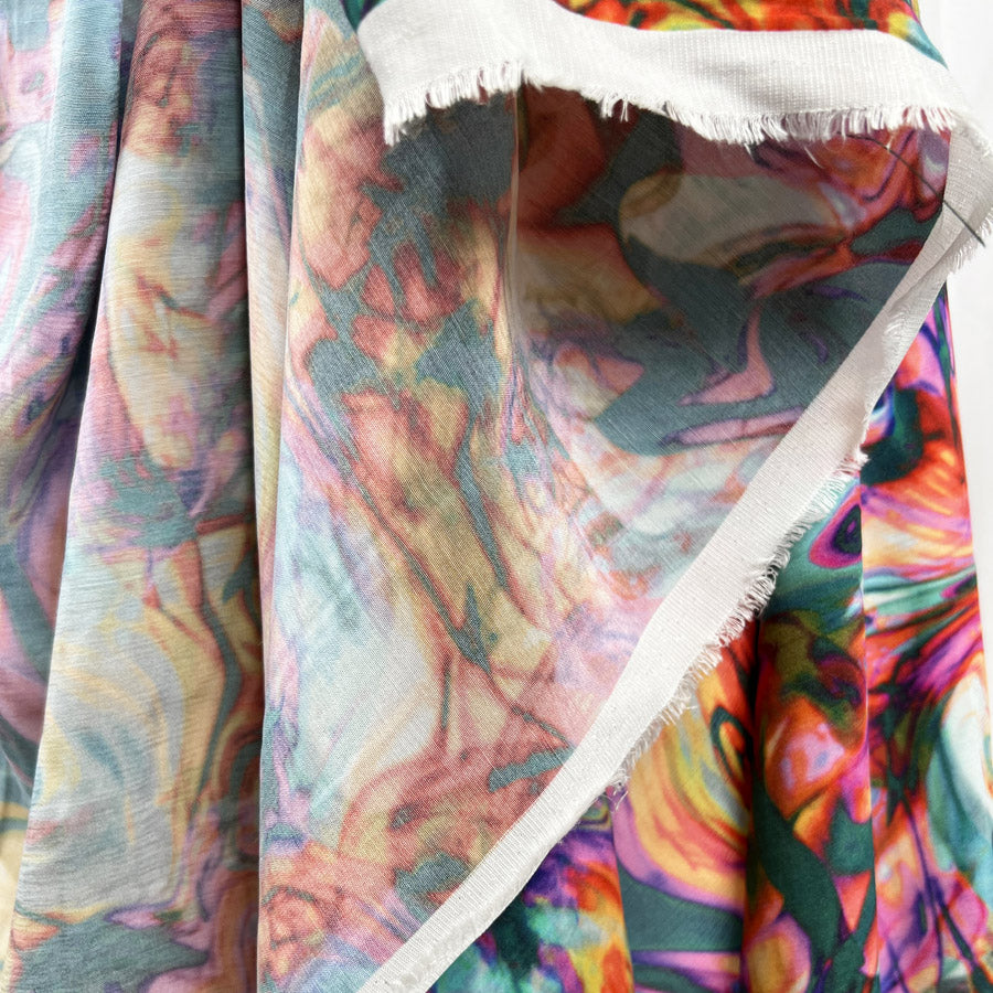 Tomorrowland Abstract Print Multicoloured Cupro Viscose Dress Fabric Fold