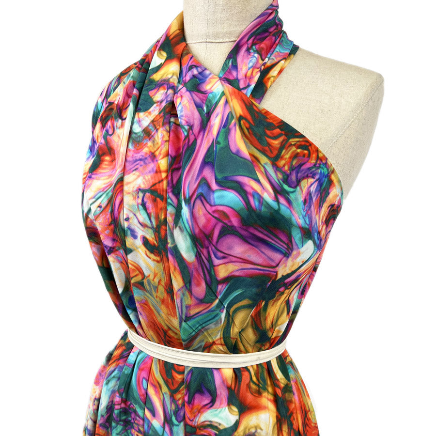 Tomorrowland Abstract Print Multicoloured Cupro Viscose Dress Fabric Side