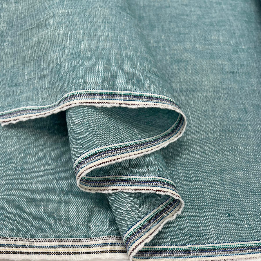 Traditional Linen Mint Green Rami Woven Dress Fabric Fold