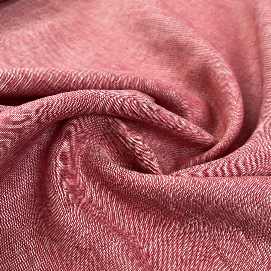 Traditional Linen Red Marl Plain Woven Dress Fabric