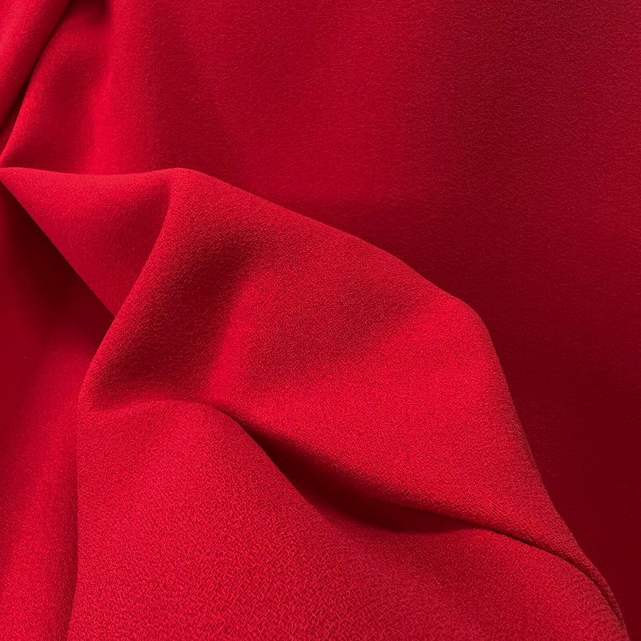 Triple Crepe Bombshell Red Polyester Dress Fabric