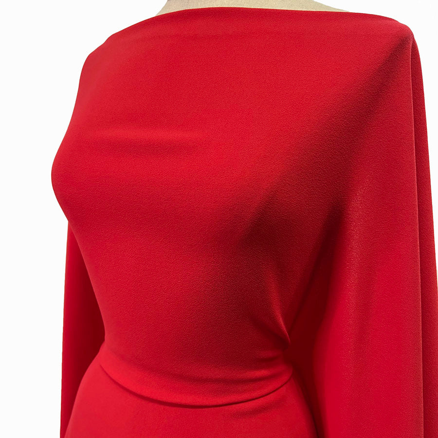 Triple Crepe Bombshell Red Polyester Dress Fabric Side
