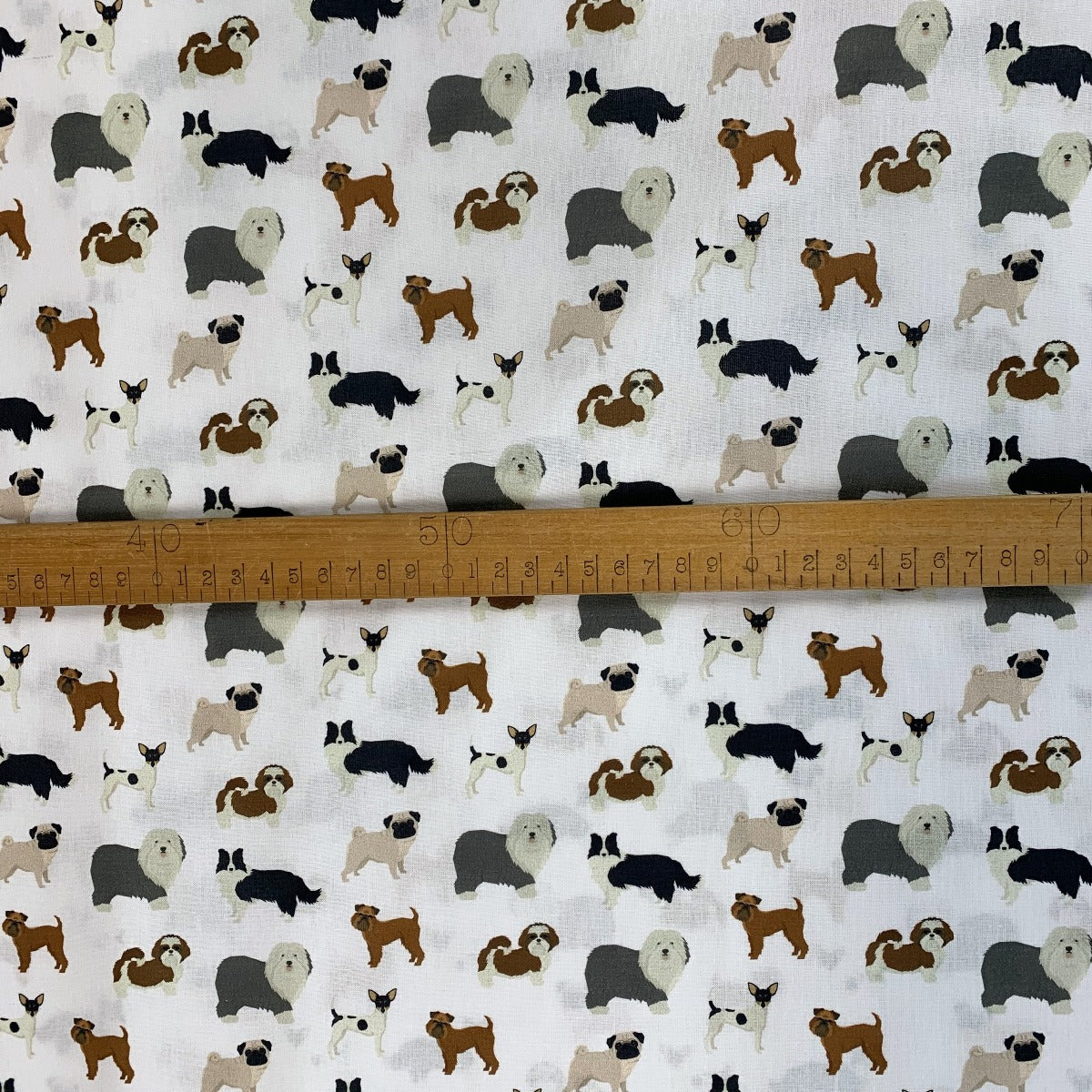 True Craft Barking Mad John Louden Korean Crafting Fabric White Pug Sacle