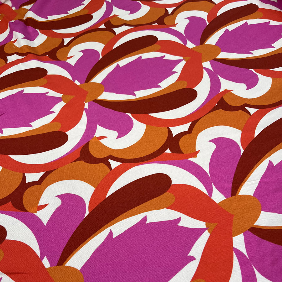 Turkish Delight Pink Orange Abstract Viscose Dress Fabric