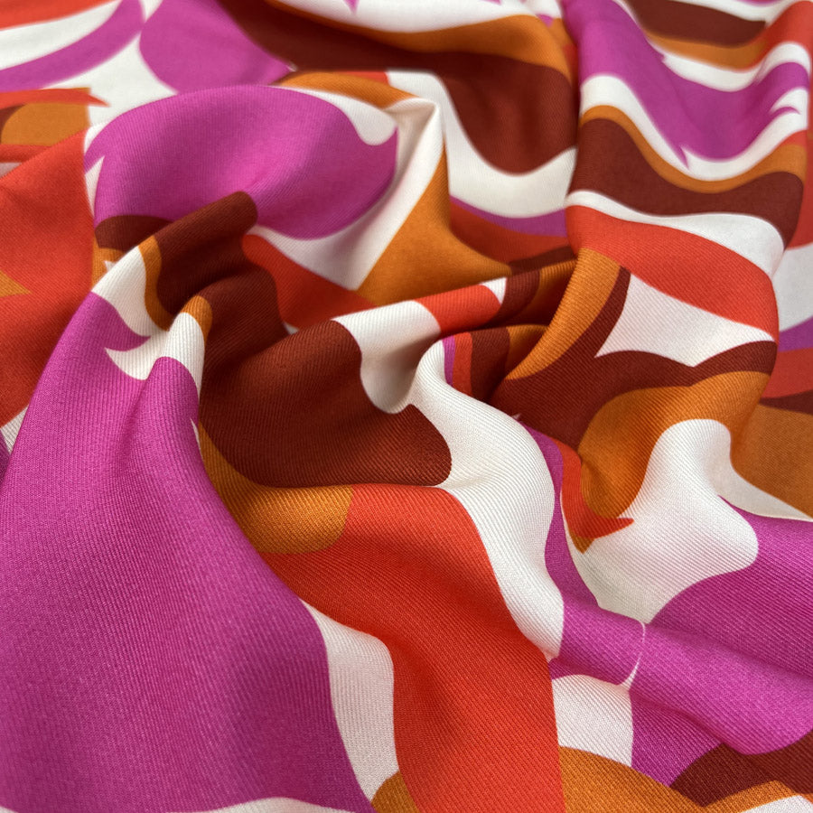 Turkish Delight Pink Orange Abstract Viscose Dress Fabric