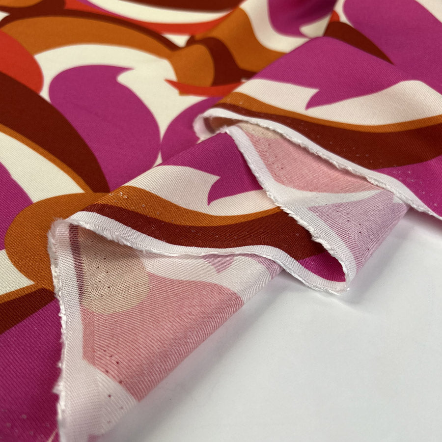 Turkish Delight Pink Orange Abstract Viscose Dress Fabric Fold