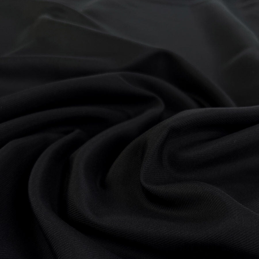 Twill Lining Black Viscose Cotton Satin Fabric