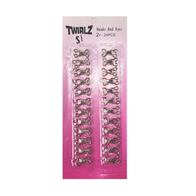 Twirlz Si Hooks And Eyes Size 2 Silver 24 Pack