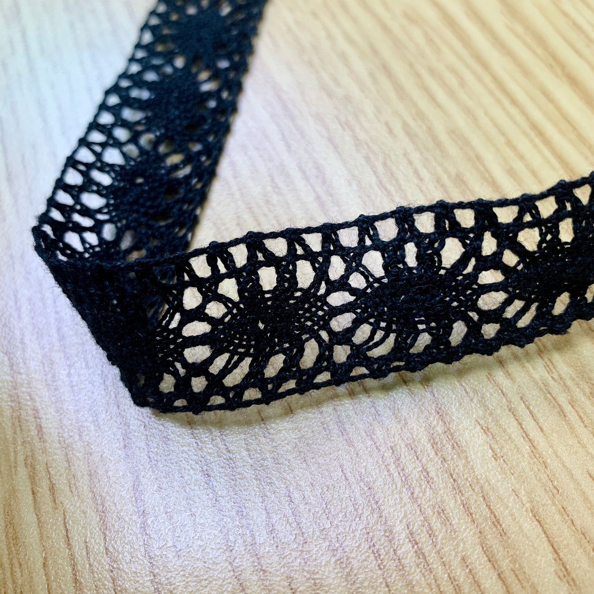 Two Hole Crochet Tape Ribbon Black Lace