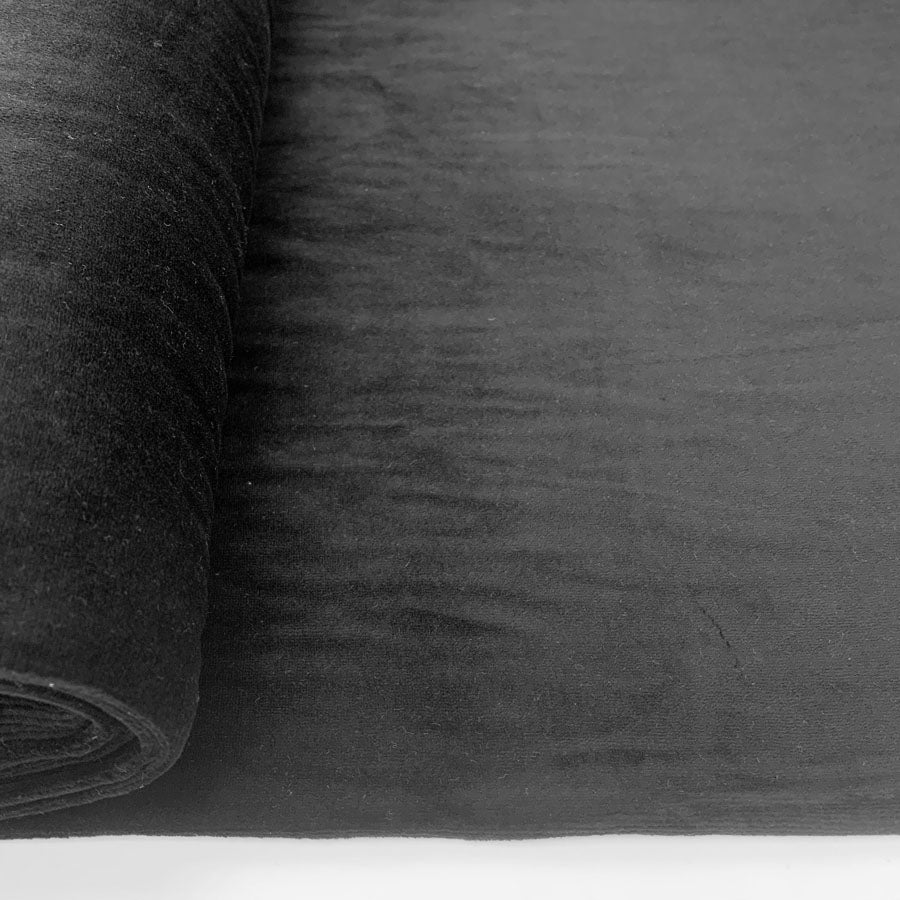 Velour Cotton Poly Fabric Serena Black Bolt