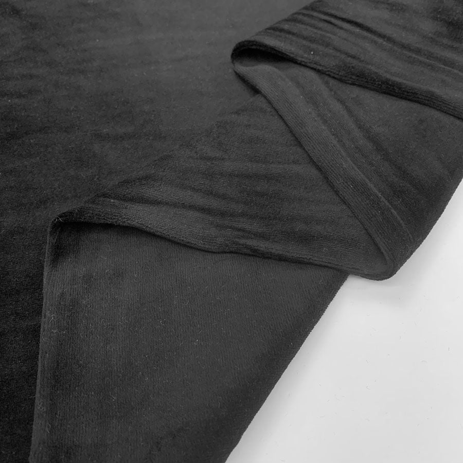 Velour Cotton Poly Fabric Serena Black Fold