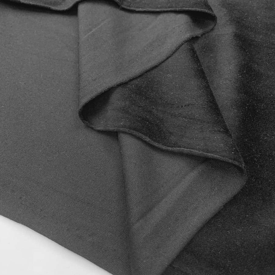 Velour Cotton Poly Fabric Serena Black Reverse Fold