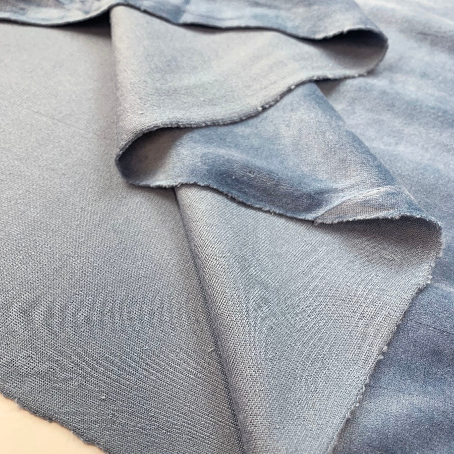 Velour Cotton Poly Fabric Serena Ice Blue Reverse Fold