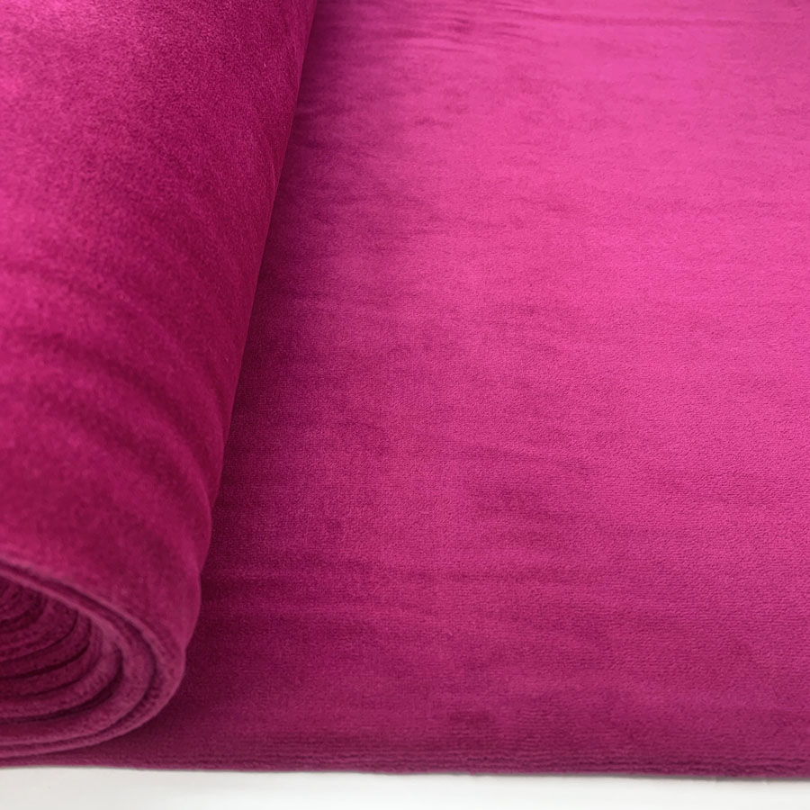 Velour Cotton Poly Fabric Serena Magenta Bolt