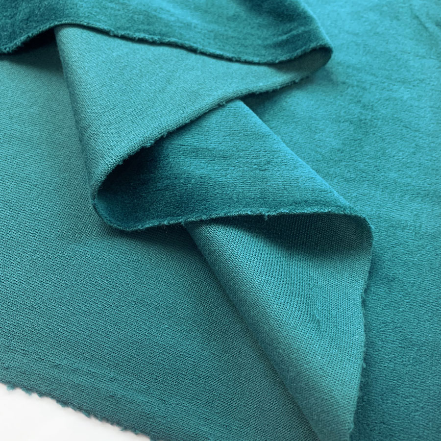 Velour Cotton Poly Fabric Serena Teal Reverse Folds