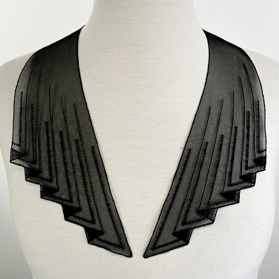 Vintage Embroidered Organza Collar Lady Rosamund Black 2