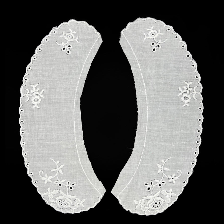Vintage Floral Embroidered Cotton Collar Sarah White Small Full