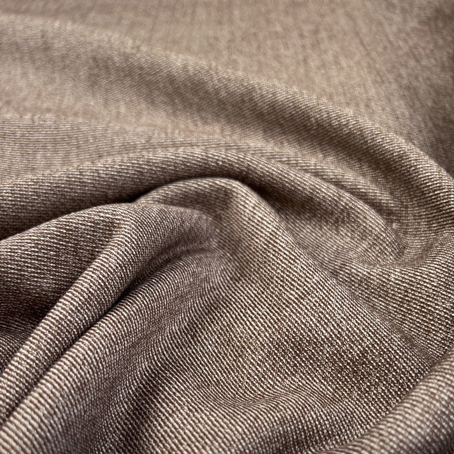 Vintage Marl Sweatshirt Brown Knit Jersey Cotton French Terry Oeko Tex Fabric