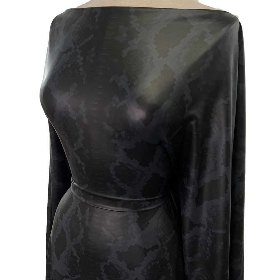 Viper Printed Satin Polyester Animal Skin Dress Fabric Side