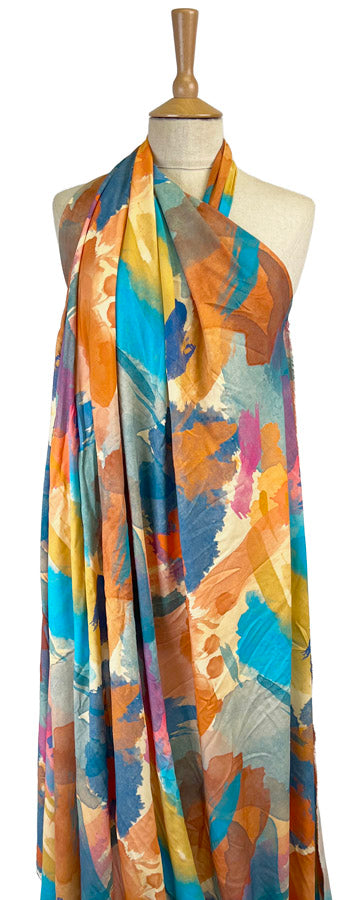 Viscose Challis Colourful Paint Fabric Ecovero Artists Palette
