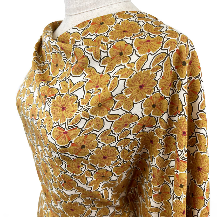 Viscose Challis Dressmaking Fabric Callie Autumn Brown Side