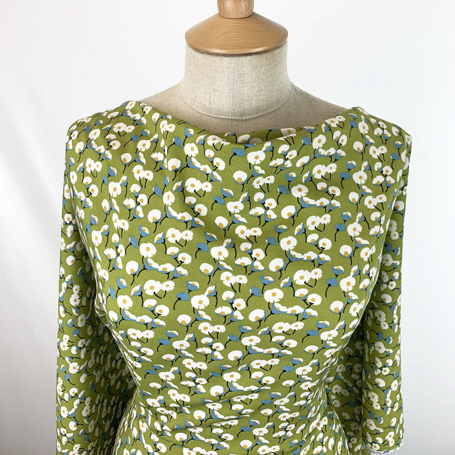 Viscose Dress Fabric Maya Green Floral Chest
