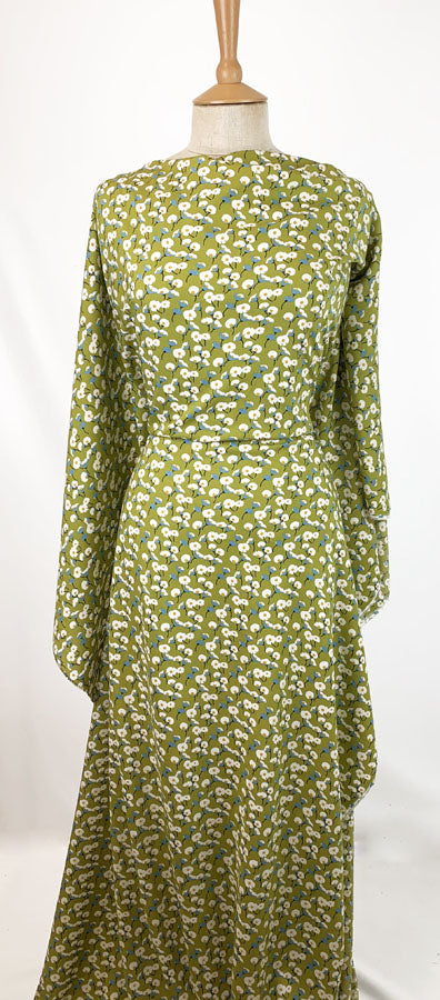 Viscose Dress Fabric Maya Green Floral Dress