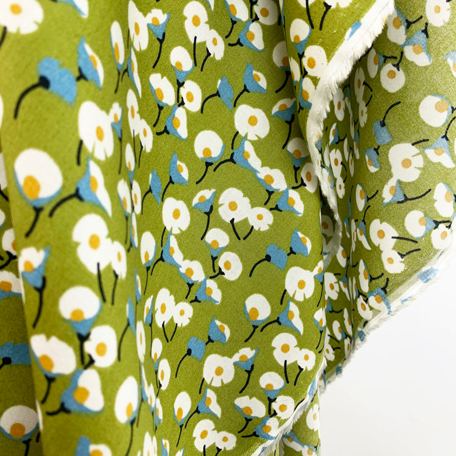 Viscose Dress Fabric Maya Green Floral Hang