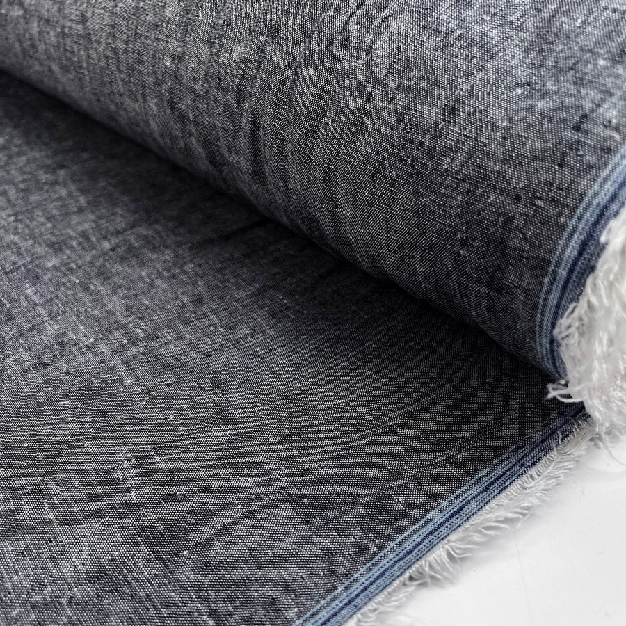 Viscose Linen Blend Grey Marl Shirting Fabric Mixed Up Roll