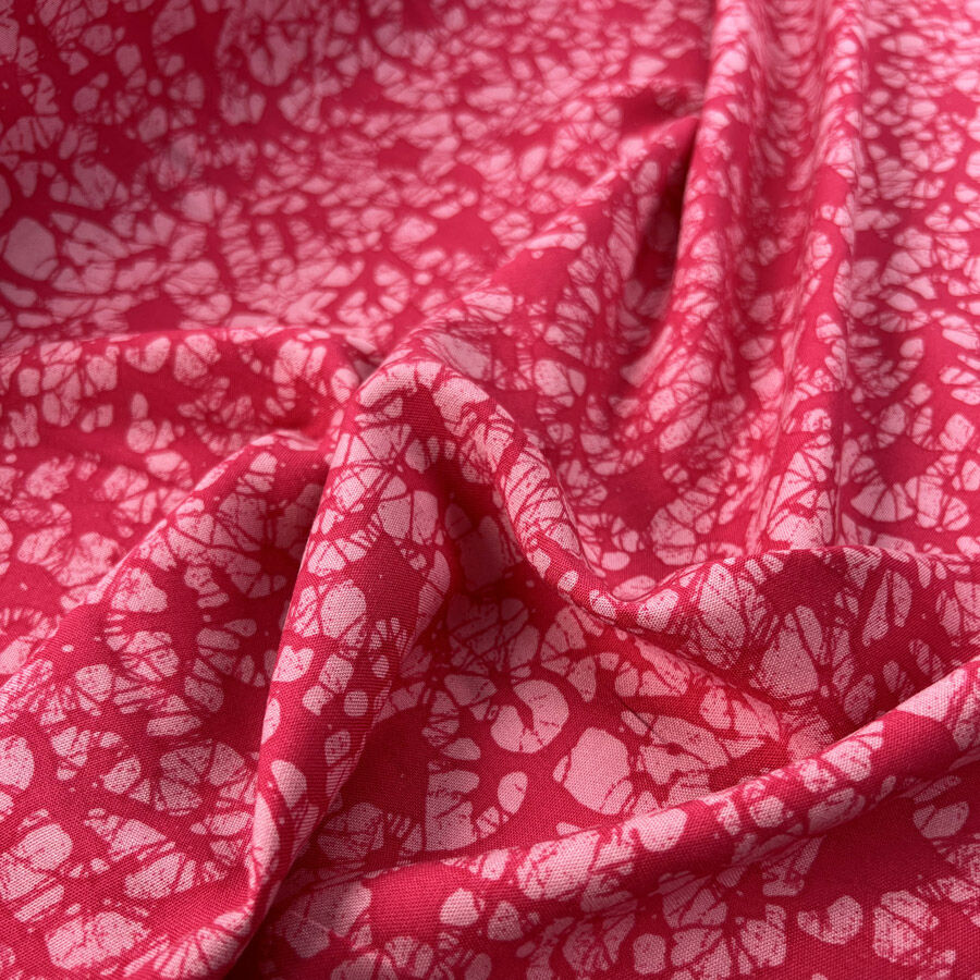 Viscose Pink Batik Challis Abstract Dress Fabric
