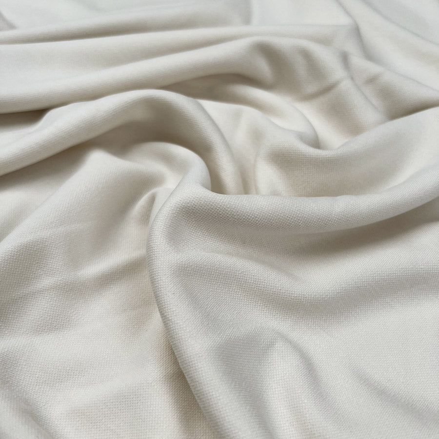 Viscose Tencel Finish Ivory Polyester Plain Soft Pique Knit Leisure Wear Fabric