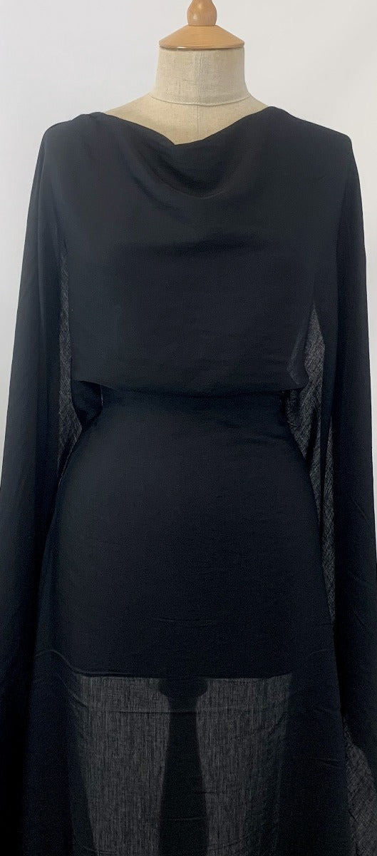 Voily Black Fabulous Poly Viscose Black Voile Fabric Dress