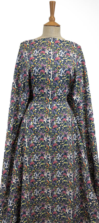 Voyage Hedgerow Navy Morlich Cotton Dress Fabric Mannequin