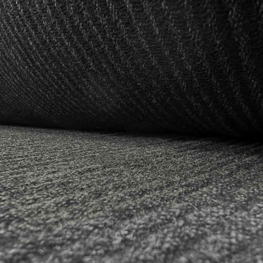 Waffle Grater Black Charcoal Ribbed Wool Suiting Fabric