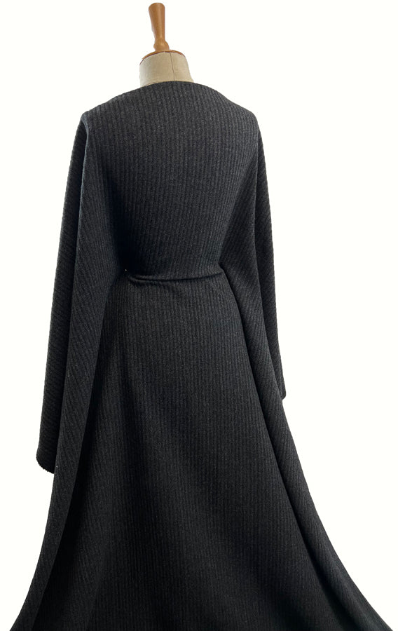 Waffle Grater Black Charcoal Ribbed Wool Suiting Fabric Mannequin