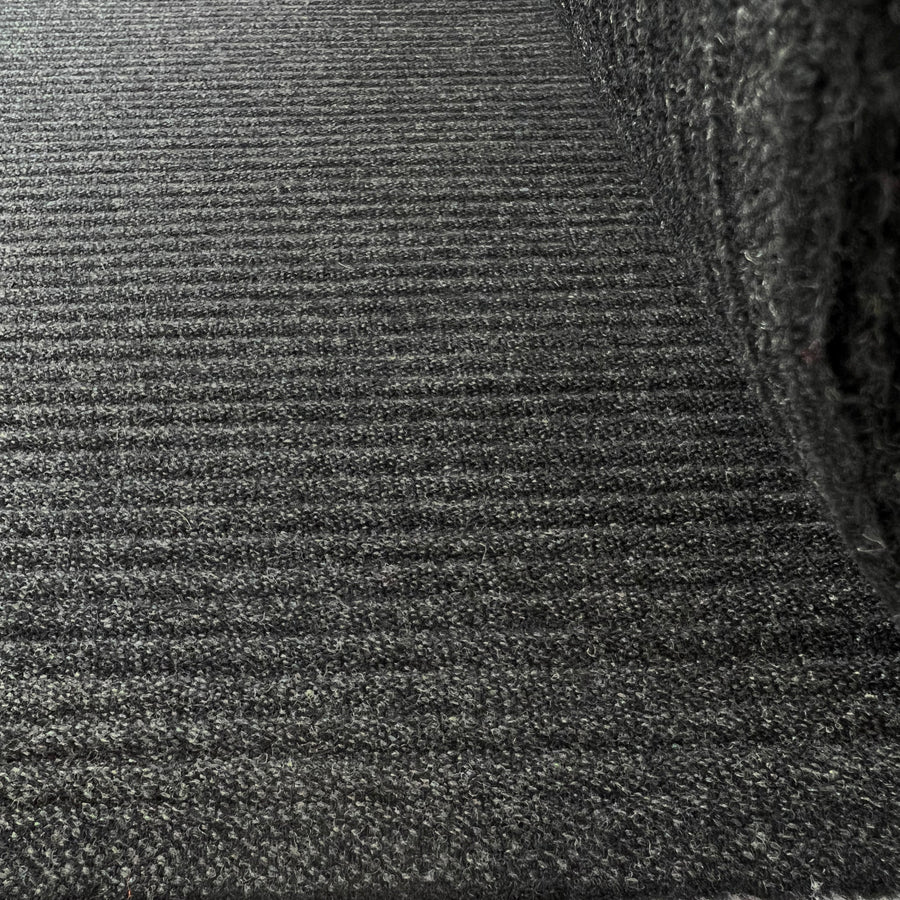 Waffle Grater Black Charcoal Ribbed Wool Suiting Fabric Roll