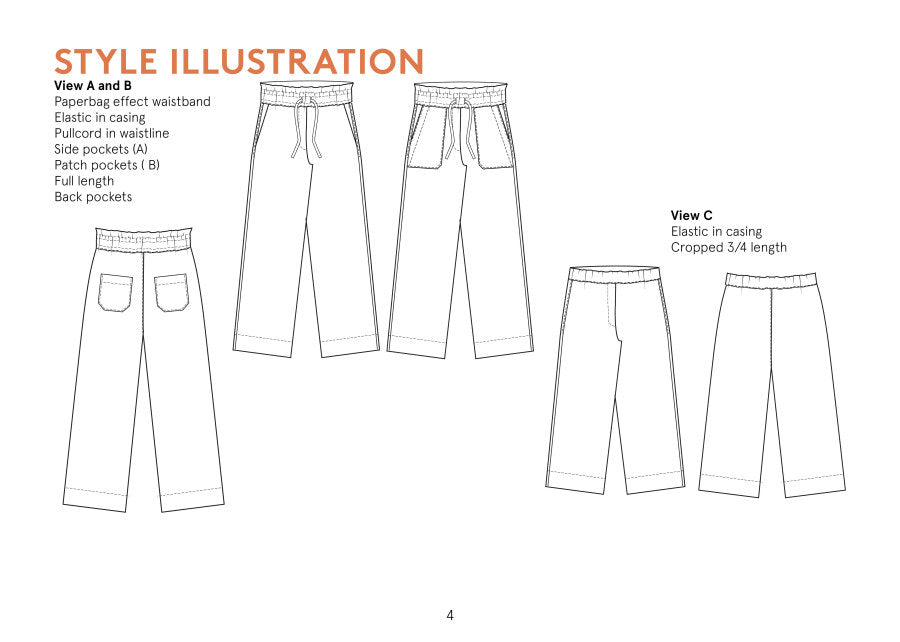 Wardrobe By Me High Waist Pants Pattern Sketch
