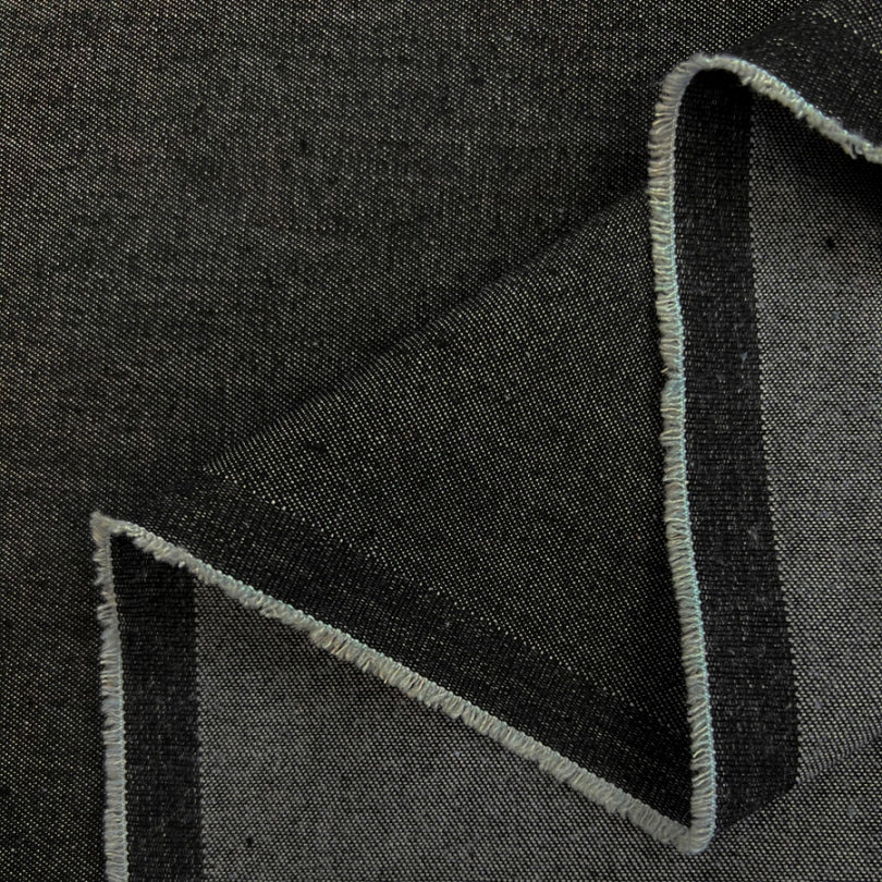 Washed Denim 8oz Black Cotton Woven Fabric Fold