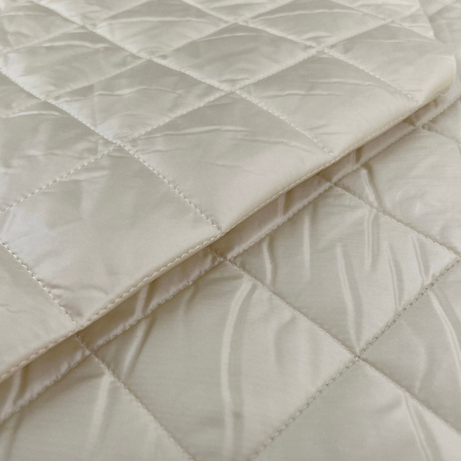 Water Resistant Diamond Quilted Fabric Luxury Quilting Ivory