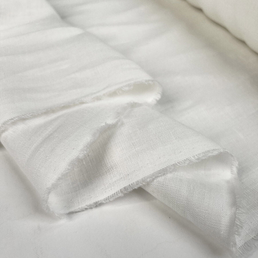 White Mischief Linen Italian Woven Dress Fabric Fold