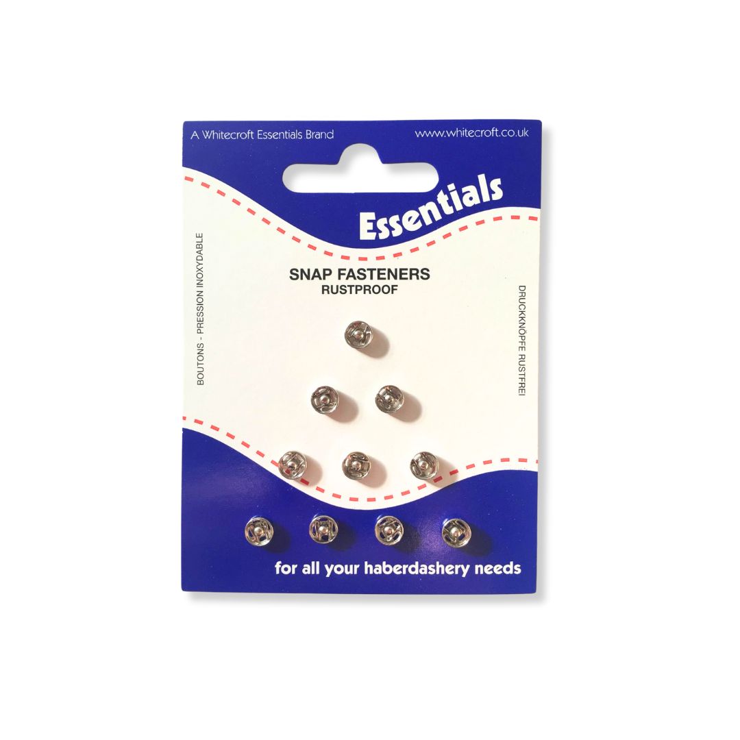 Whitecroft essentials rustproof snap fasteners silver 8mm