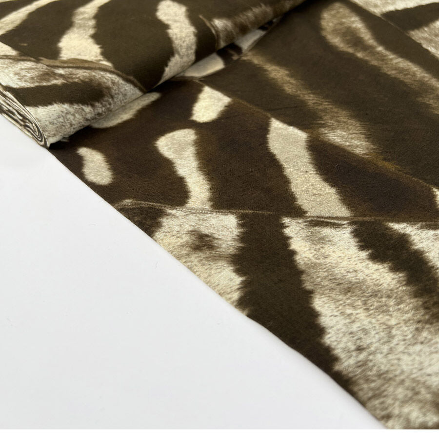 Wild Expressions Earthbound Zebra Linen Viscose Brown Woven Animal Print Dress Fabric Bolt