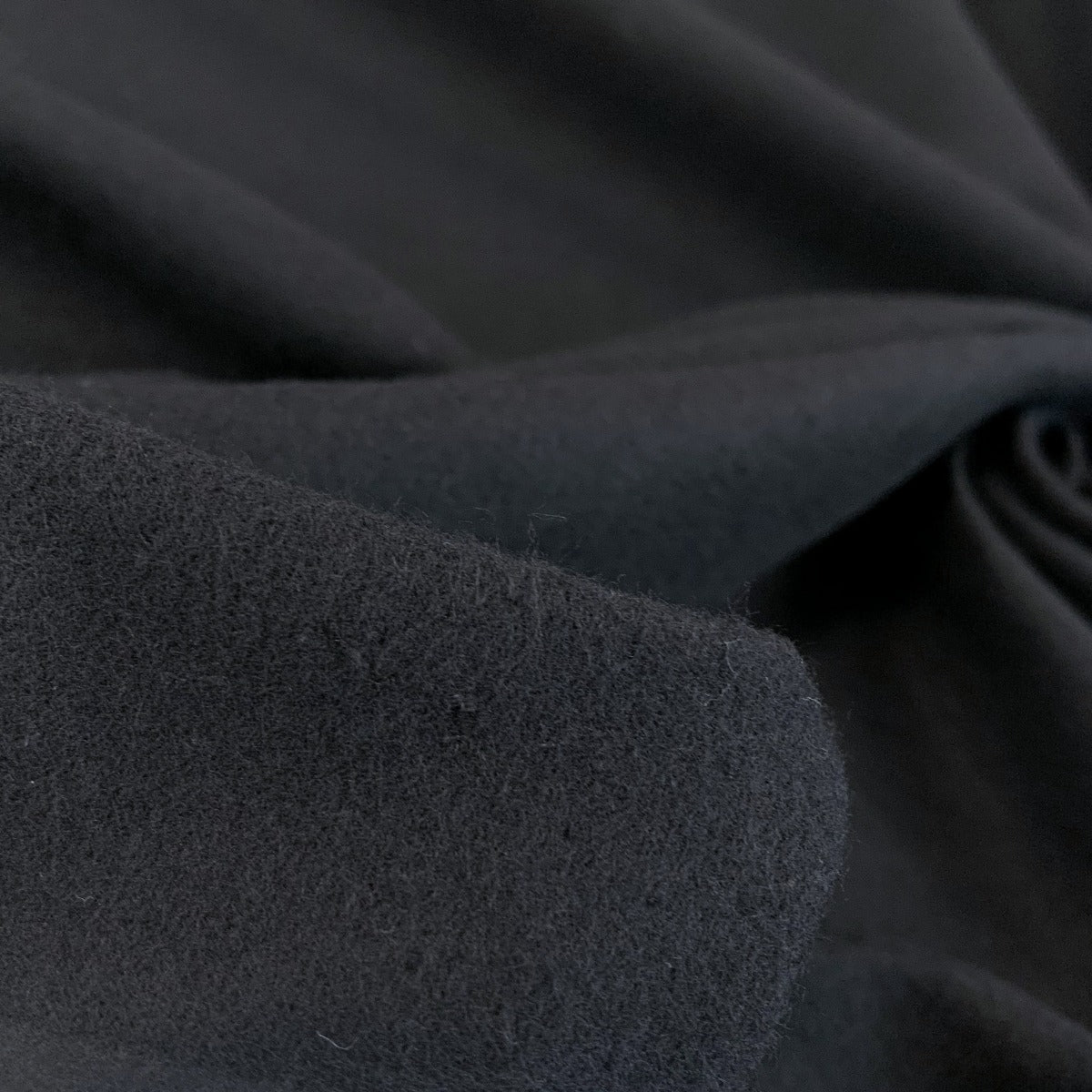Winceyette Plain Black Cotton Flannel Fabric Close Up
