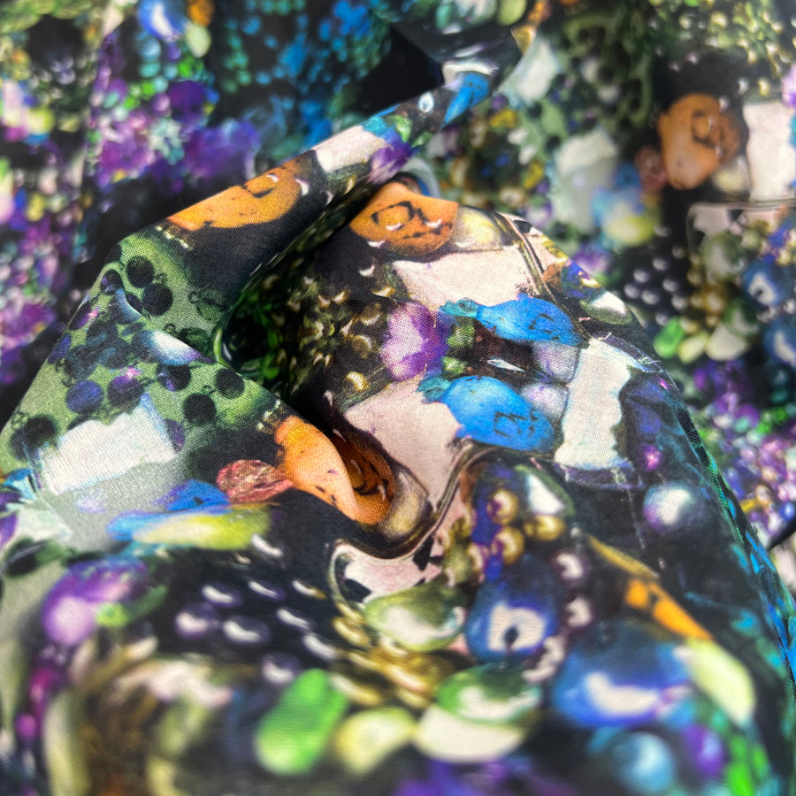 Winterberry Blast Blackcurrant Purple Blue Printed Cotton Voile Dress Fabric