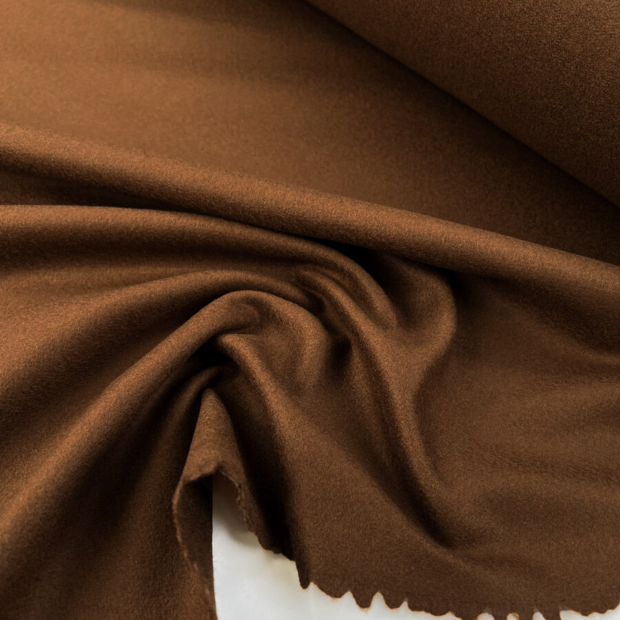 Wool Cashmere Coating Russet Brown Soft Brushed Woven Fabric