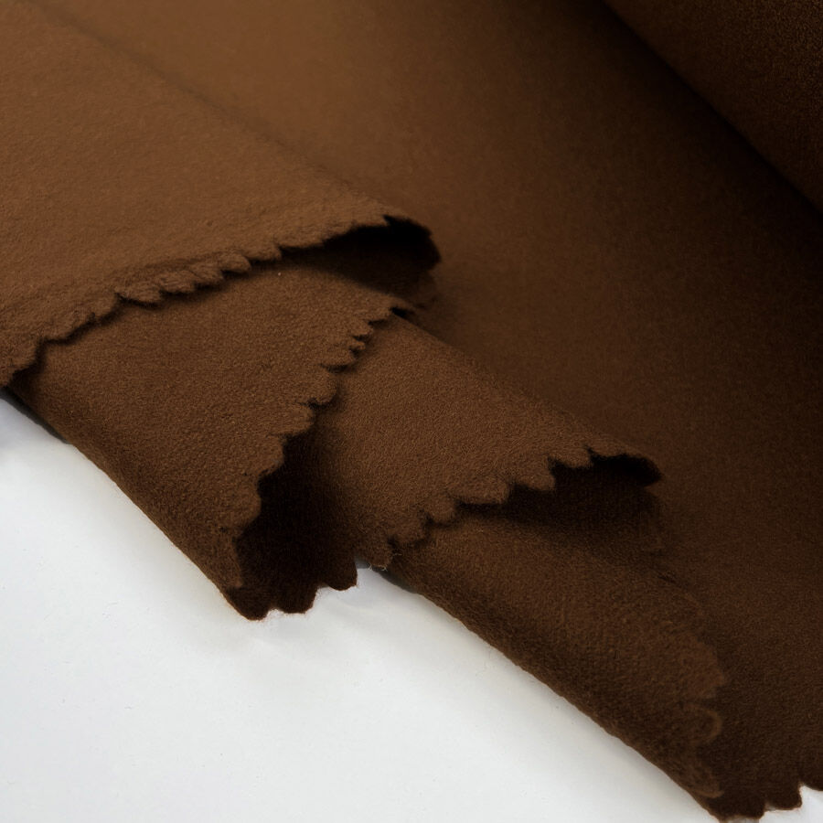 Wool Cashmere Coating Russet Brown Soft Brushed Woven Fabric Fold
