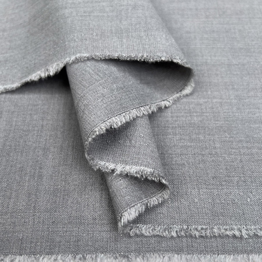 Wool Twill Grey Polyester Viscose Elastane Plain Stretch Suiting Fabric Fold