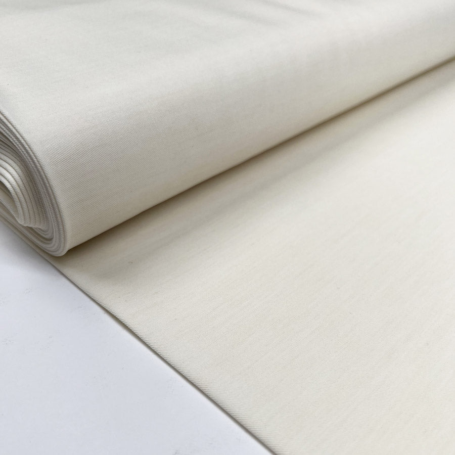 Wool Twill Ivory Polyester Viscose Elastane Plain Stretch Suiting Fabric Bolt