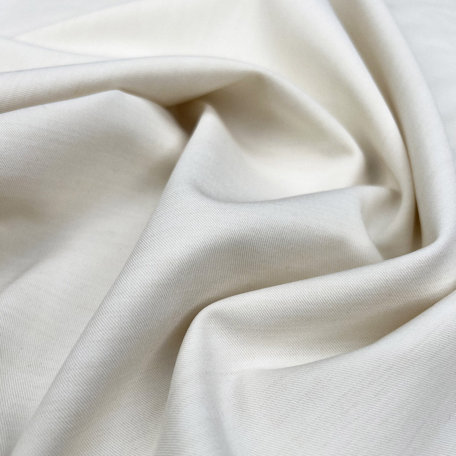 Wool Twill Ivory Polyester Viscose Elastane Plain Stretch Suiting Fabric