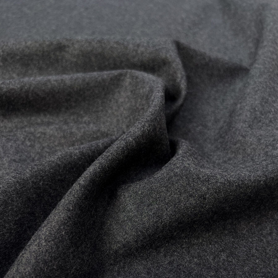 Worsted Wool Flannel Ben Dark Grey Suiting Fabric